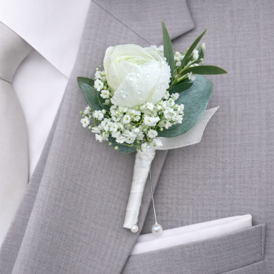 White Philip Boutonniere