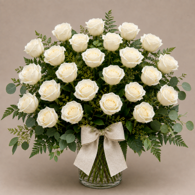 Two Dozen White Roses (Available in 2 Sizes)