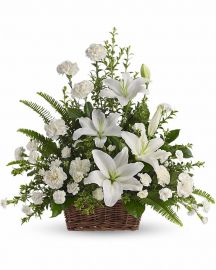 Peaceful White Lilies Basket