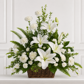 Peaceful White Lilies Basket