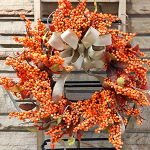 Harvest Berry Wreath with Taupe Bow