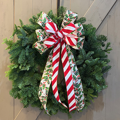 Candy Cane Holly Wreath