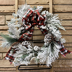 Plaid Winter Flocked Wreath