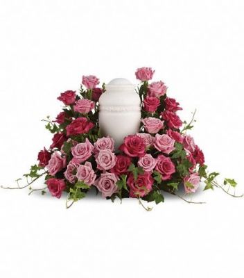 Bed of Pink Roses Urn Arrangement