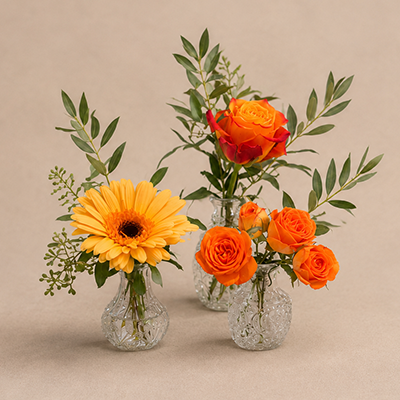 Florist Designed Bud Vase Trio Set 